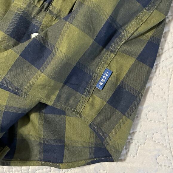 ROWM Casual Plaid Shirt Large Button Front Green Blue Lightweight Long Sleeve - Picture 6 of 8